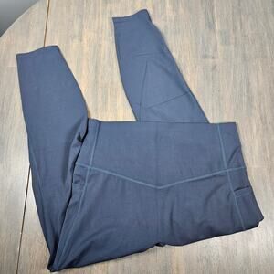 Halara Womens L Leggings 7/8 High Rise Stretch Athletic Active Blue Pockets